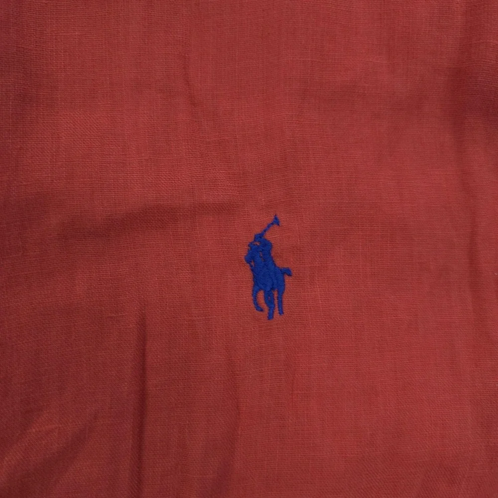 Vintage Polo Ralph Lauren Shirt Mens Large Red Linen Pony Logo Classic Fit
